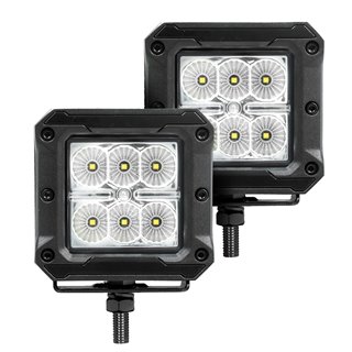 Go Rhino | 51803023FCS - Bright Series Lights - Pair of 3x3 Cube LED Flood Light Kit -  Black