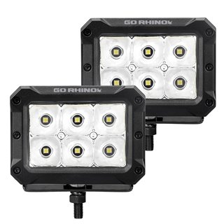 Go Rhino | 53003023SBS - Bright Series Lights - Pair of 4x3 Rectangle LED Spot Light Kit - Black Go Rhino Accessory Lighting