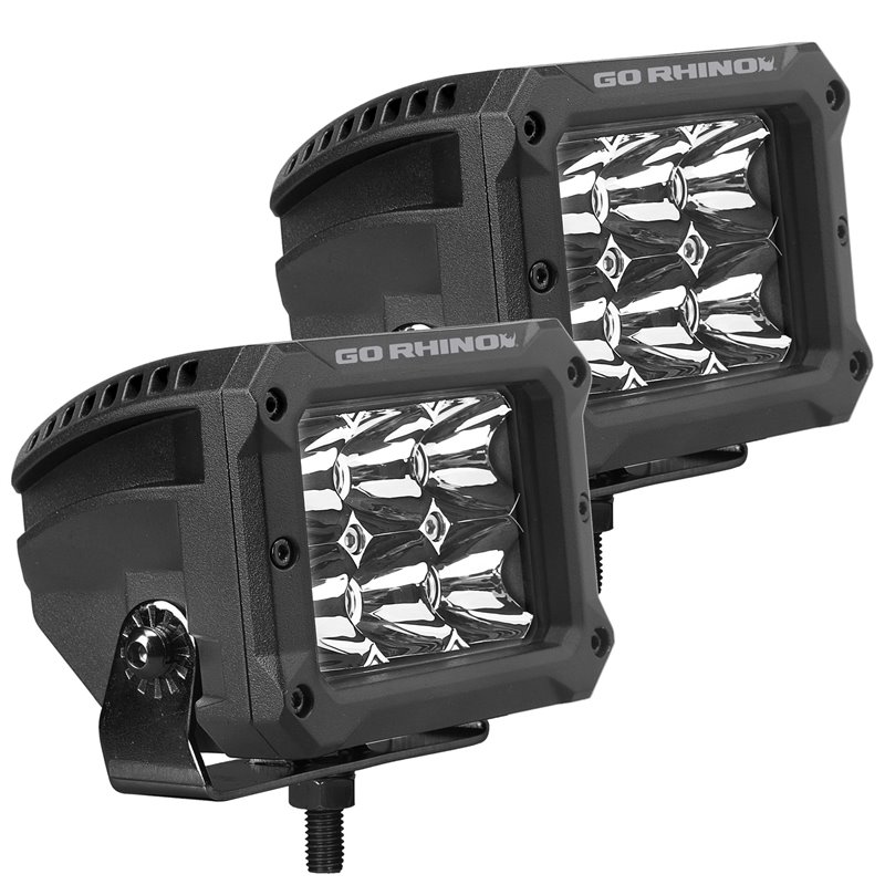 Go Rhino | 53003023SBS - Bright Series Lights - Pair of 4x3 Rectangle LED Spot Light Kit - Black Go Rhino Accessory Lighting