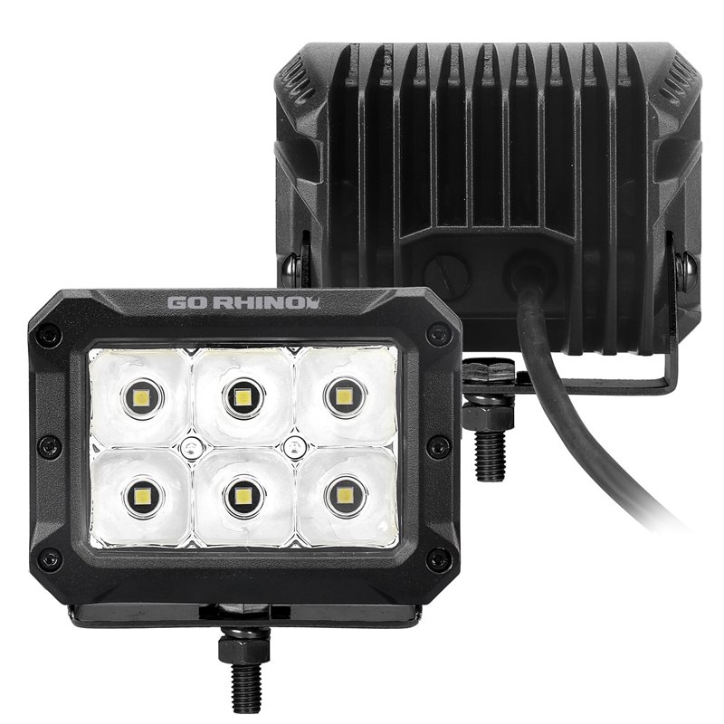 Go Rhino | 53003023SBS - Bright Series Lights - Pair of 4x3 Rectangle LED Spot Light Kit - Black Go Rhino Accessory Lighting