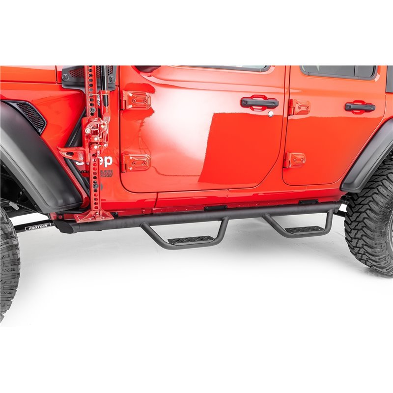 Go Rhino | D224506T - Domintator Extreme D2 Side Steps With Mounting Brackets - Textured Black - Wrangler (JL) 2.0T / 3.6L 2018