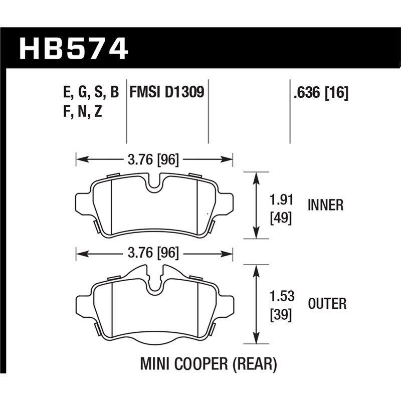 Hawk Performance | DTC-60 Disc Brake Pad - Cooper / Cooper Countryman / Cooper Paceman 2008-2015