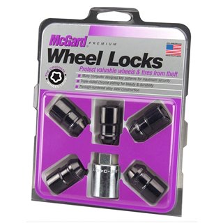 McGard | (5) Black Lock Set Cone Seat 12x1.5 37mm 19mm Hex McGard Lug Nuts & Locks