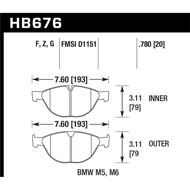 Hawk Performance | HPS Disc Brake Pad - M5 / M6 / Alpina B7 5.0L / 4.4L 2008-2010