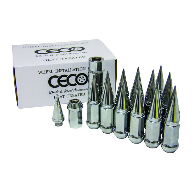 Ceco | (20)CHROME SPIKE NUT 2PC W/KEY 12X1.25 82mm Lenght 19mm Hex CECO Power Saws
