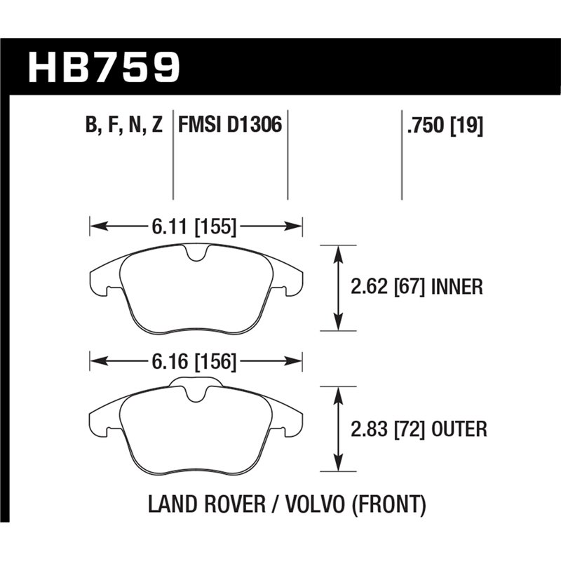 Hawk Performance | HPS 5.0 Disc Brake Pad - Land Rover / Volvo 2008-2018