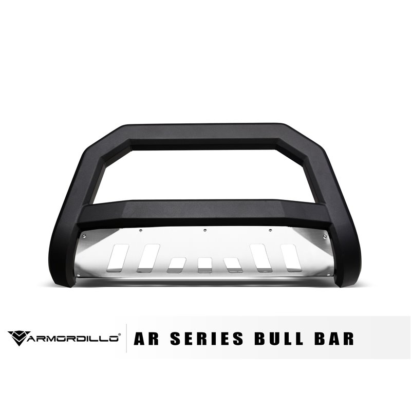 Armordillo | 2001-2004 Nissan Frontier AR Series Bull Bar - Matte Black W/Aluminum Skid Plate - Frontier 2.4L / 2.5L / 3.3L 2001