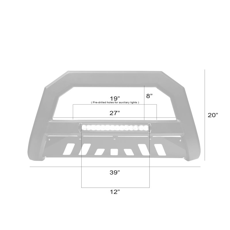 Armordillo | 2004-2010 Dodge Durango AR Series Bull Bar W/LED - Matte Black W/Aluminum Skid Plate - Durango 3.7L / 4.7L / 5.7L 2