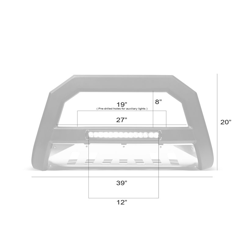 Armordillo | 2003-2009 Dodge Ram 2500/3500 AR Series Bull Bar W/LED - Matte Black W/Aluminum Skid Plate - Ram 2500 / 3500 2003-2